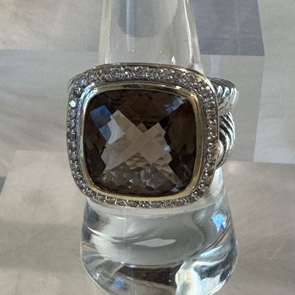 David Yurman Smoky Quartz & Diamond Sterling Ring - Size 7 - Picture 13 of 16